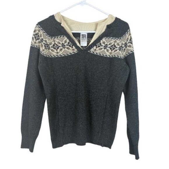 The North Face Women’s Fair Isle Knit Sweater Gray Medium Cozy Outdoorcore - Picture 1 of 8